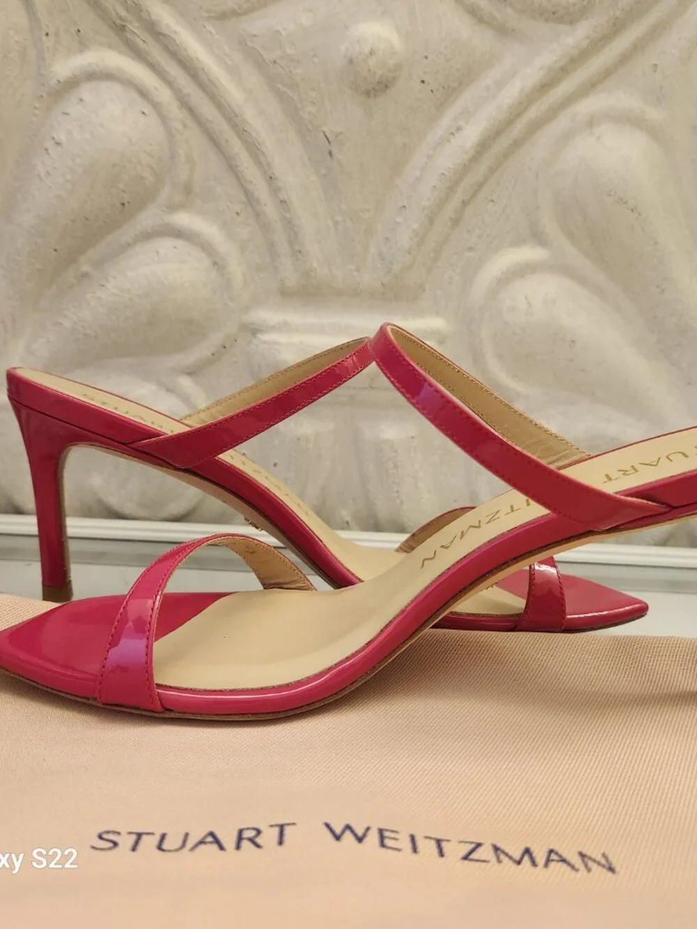 Stuart Weitzman Aleena 75 Pink Patent Leather Heel Sandals. NIB. Size 7.5 - Picture 6 of 11